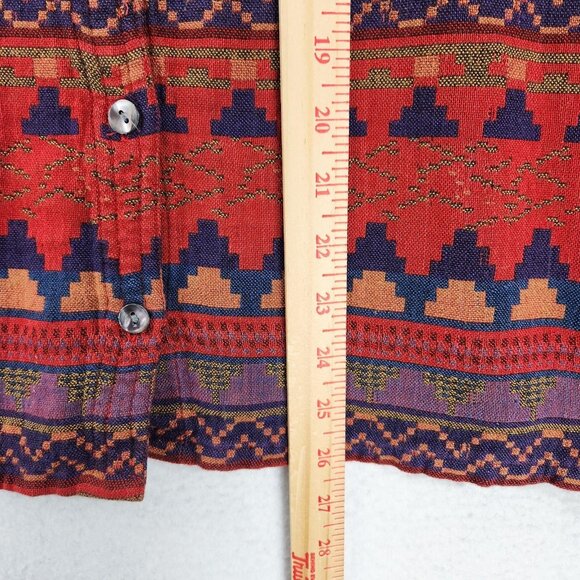 Chicos Shirt Womens XL Red Aztec Southwestern Button Front 90s Design Vintage - Picture 7 of 11
